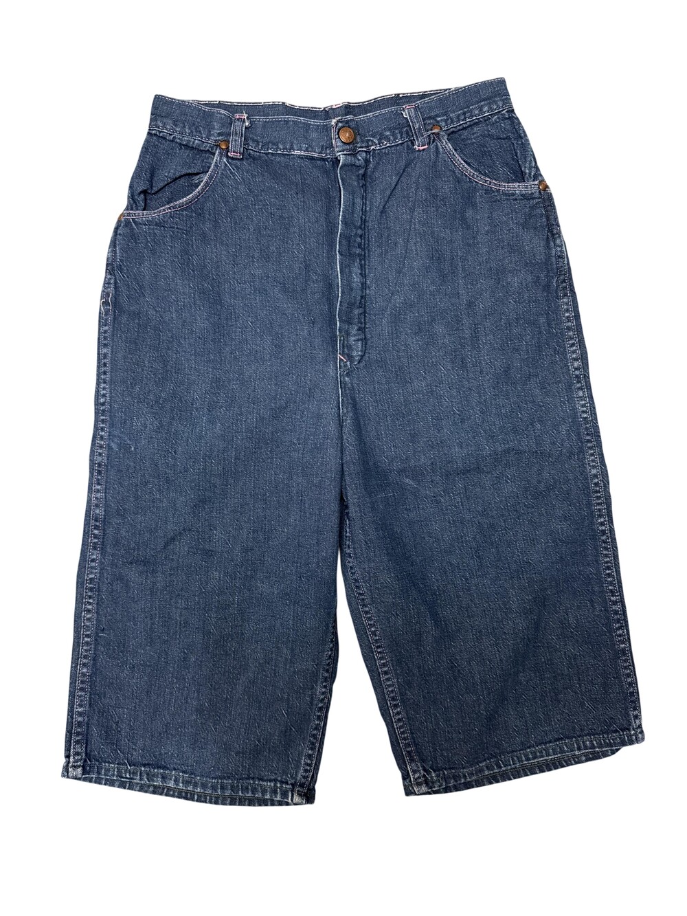 Vintage 50s Shorts Womens 27 Blue Denim Bermuda High Rise waldes Zip Relaxed Fit